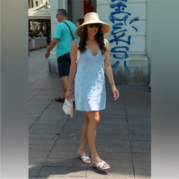 Zara BEADED JEWEL KNIT MINI DRESS - Picture 1 of 11